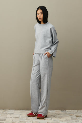 Slit Detailed Short Sweatshirt Gray Melange