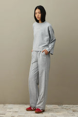 Yırtmaç Detaylı Kısa Sweatshirt Gri Melange