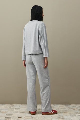 Slit Detailed Short Sweatshirt Gray Melange