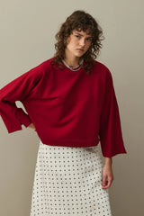 Short Sweatshirt with Slit Detail Red