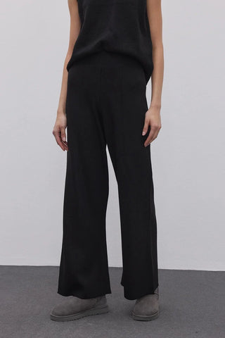 Slit Detailed Knitwear Trousers Black Black