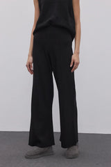 Yırtmaç Detaylı Triko Pantolon Siyah Siyah