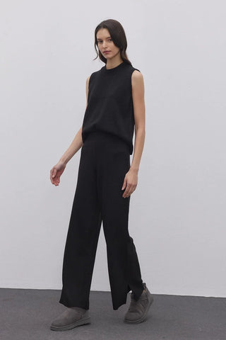 Slit Detailed Knitwear Trousers Black Black