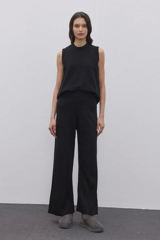 Slit Detailed Knitwear Trousers Black Black