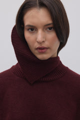 Yırtmaç Yakalı Triko Kazak Bordo