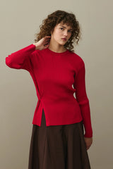 Yırtmaçlı Basic Kazak Kırmızı