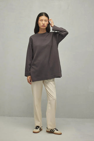 Yırtmaçlı Basic Sweatshirt Antrasit - Fahhar Design