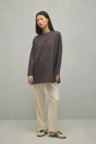 Yırtmaçlı Basic Sweatshirt Antrasit - Fahhar Design