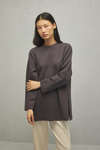 Yırtmaçlı Basic Sweatshirt Antrasit - Fahhar Design