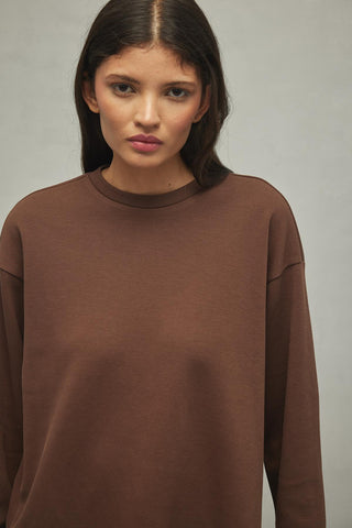 Yırtmaçlı Basic Sweatshirt Kahverengi - Fahhar Design