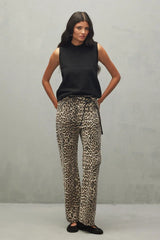 High Waist Straight Jeans Leopard