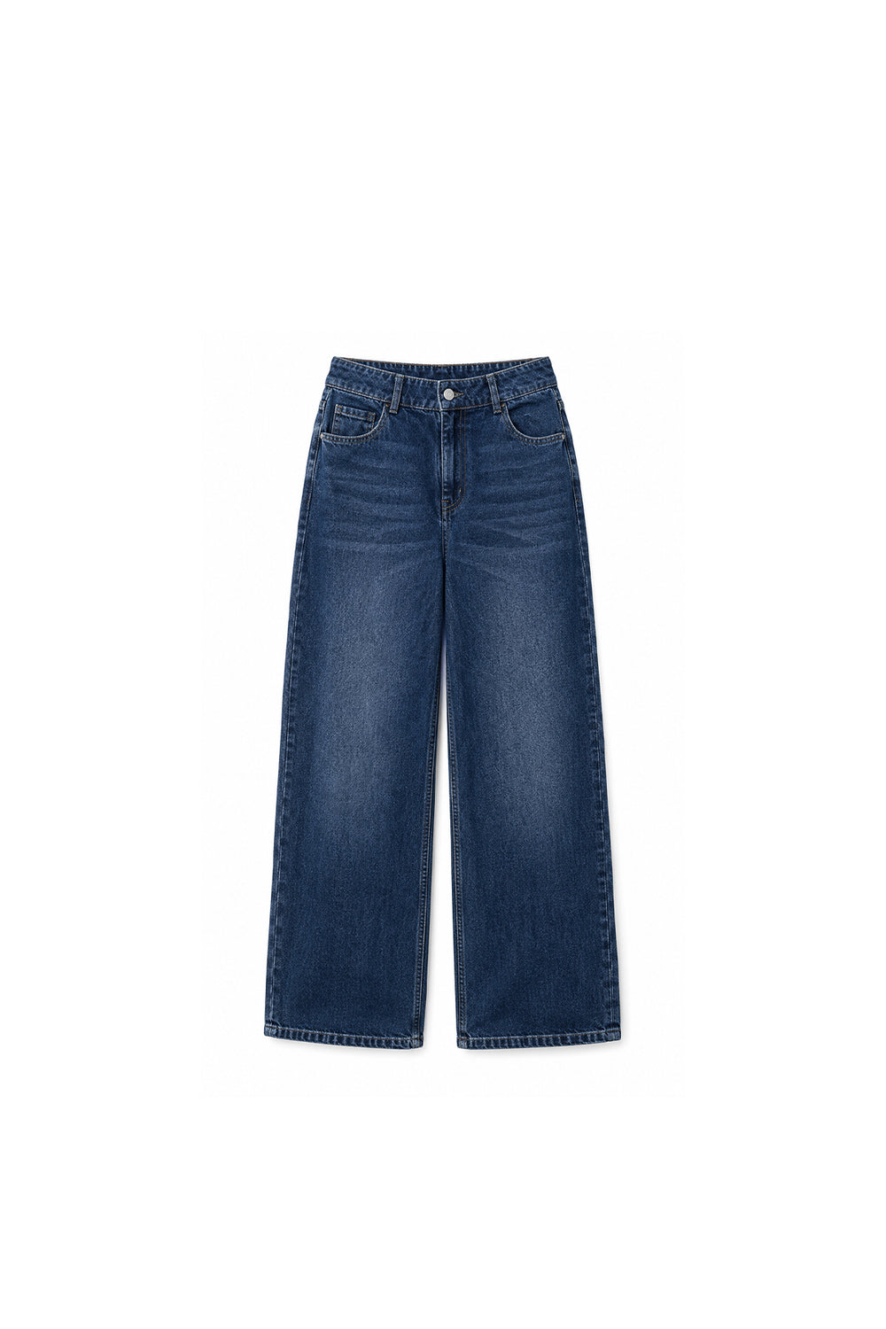 Yüksek Belli Straight Denim Pantolon Lacivert