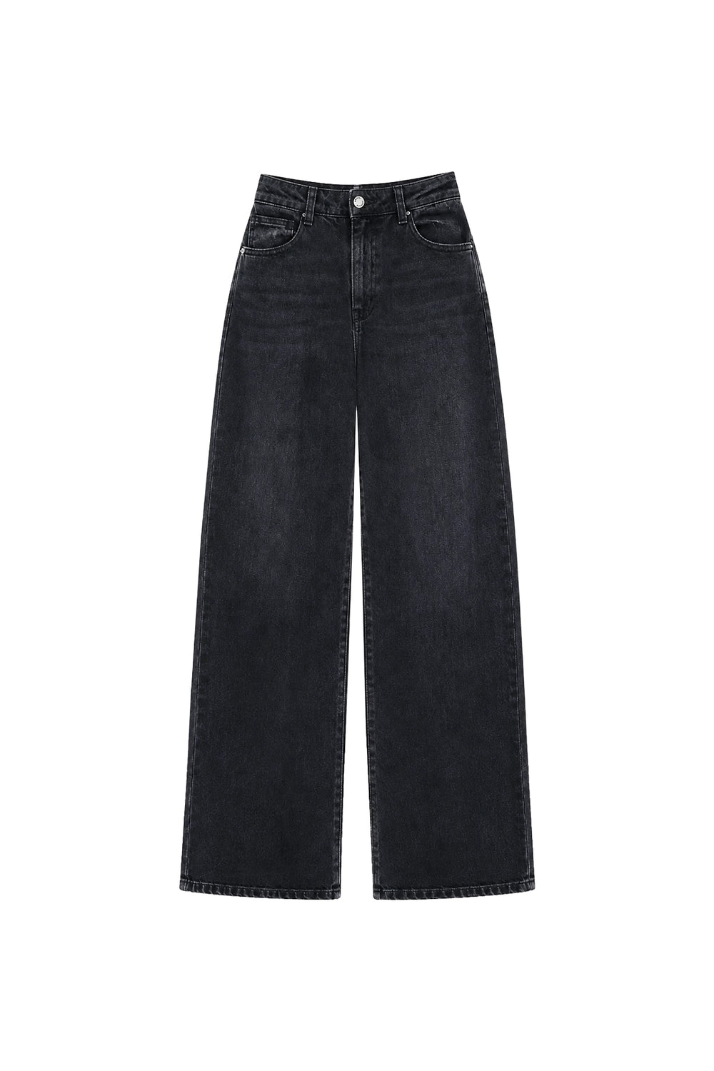 Yüksek Belli Straight Denim Pantolon Siyah