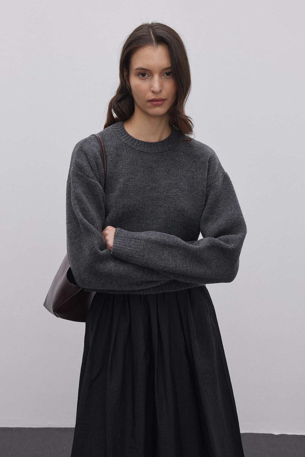 Soft Texture Short Sweater Anthracite