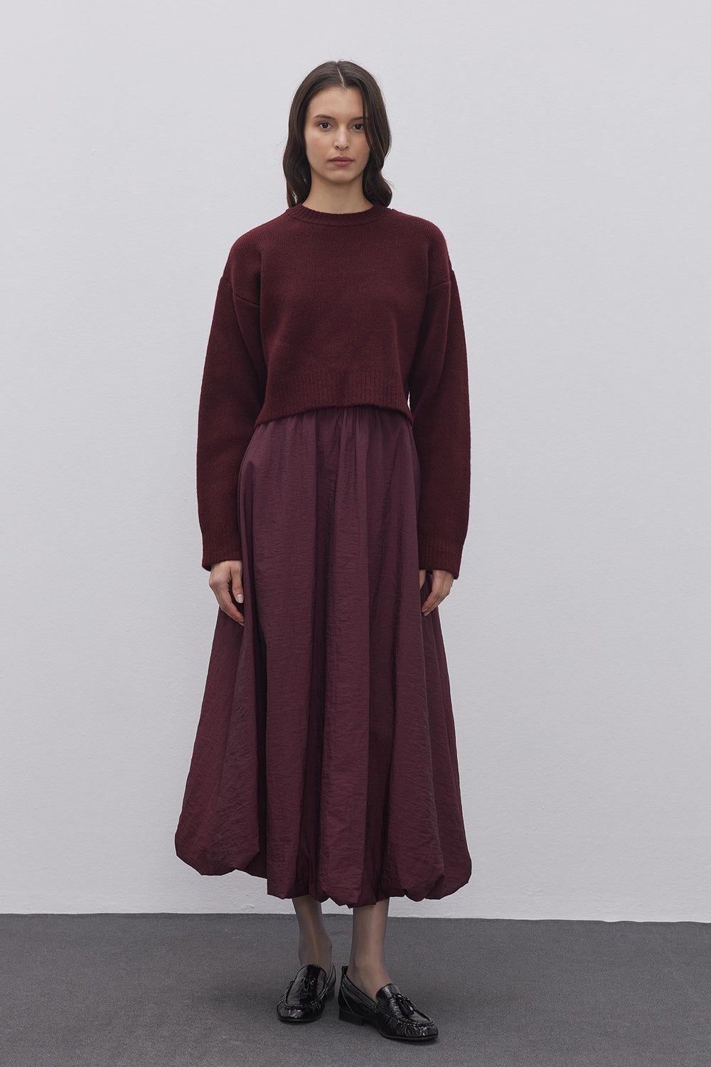 Soft Texture Short Sweater Burgundy