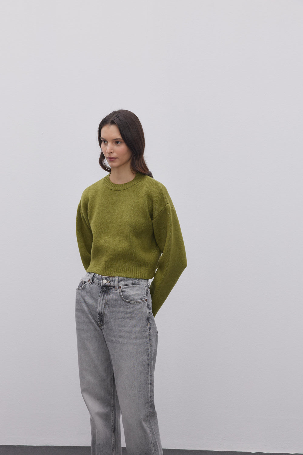 Soft Texture Short Sweater Green