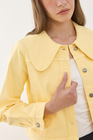 Round Collar Denim Jacket Yellow