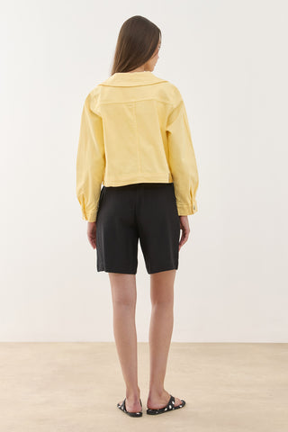 Round Collar Denim Jacket Yellow